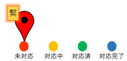 緊急マーク、対応状況マーク